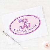 B-Buchstaben Monogramm individuelle Name-ID-Rosa-A Ovaler Aufkleber (Umschlag)