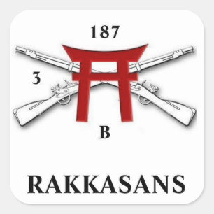 B Co 3. Bn 187. Infanterie-Aufkleber Quadratischer Aufkleber