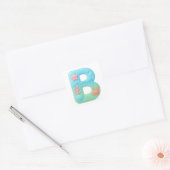 "B" Cute Bubble Letter - Underwater Sea Creature A Quadratischer Aufkleber (Umschlag)