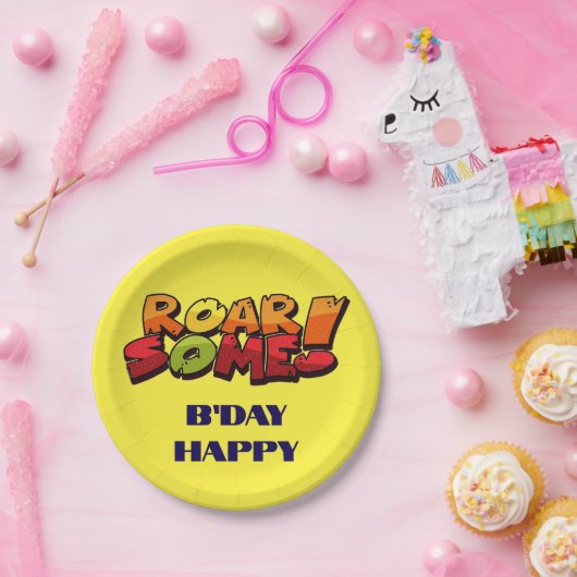 "B’Day Happy" Rundpapierplatte Pappteller (Party)