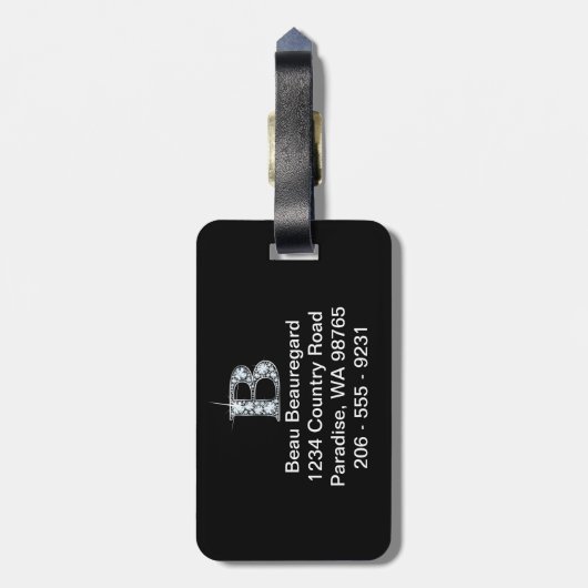 B "Diamant Bling" Gepäckmarke Gepäckanhänger (Rückseite vertikal)