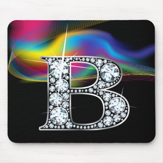 "B" Diamantblende mit Rainbow Swirl Mousepad (Vorne)