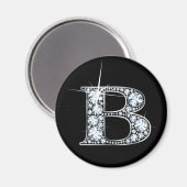 "B" Diamond Bling Magnet (Vorderseite/Rückseite)