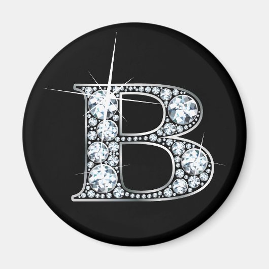 "B" Diamond Bling Magnet (Vorne)
