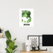 "B" Dinosaurier Watercolor Green Child's Name Post Poster (Heimbüro)