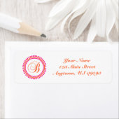 B Dot Circle Mongram Address Label (rosa/orange) (Insitu)