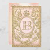 "B" einmal auf einer Zeitdruckpfirsich Einladung (Vorne/Hinten)