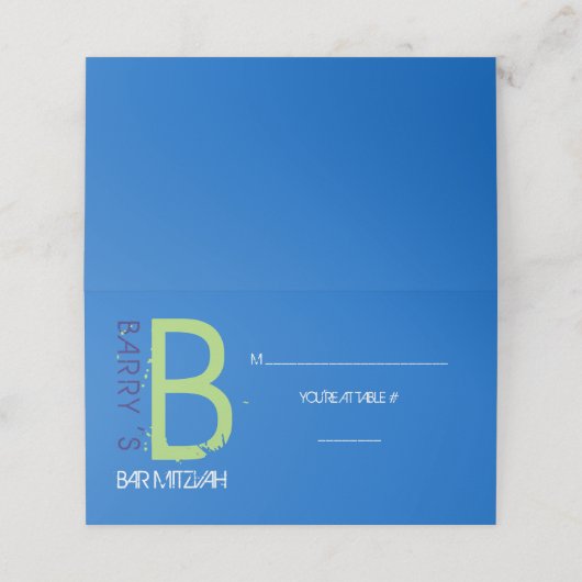 B. ERSTE SAMMLUNG Bar Mitzvah Sitzbegleiter Platzkarte (Außenseite Aufgefaltet)