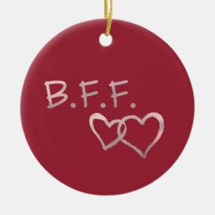 B F F mit verbundener Herz-Verzierung Keramik Ornament