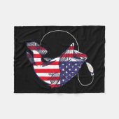 B Fisch American Flag Patriotic Fourth J Fleecedecke (Vorderseite (Horizontal))