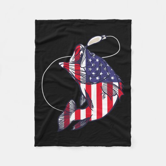 B Fisch American Flag Patriotic Fourth J Fleecedecke (Vorderseite)