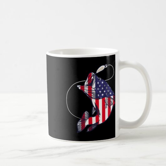 B Fisch American Flag Patriotic Fourth J Kaffeetasse (Rechts)