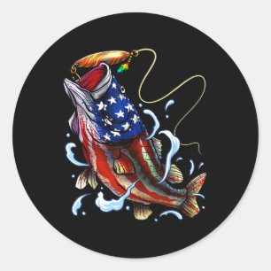 B Fisch American Flag Vater Vierte Runder Aufkleber