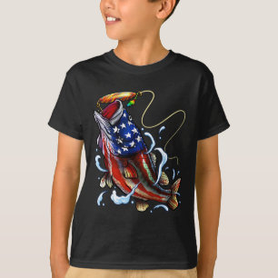 B Fisch American Flag Vater Vierte T-Shirt