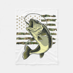 B Fisch Angeln USA Amerikanische Flagge Tarnung Fi Fleecedecke