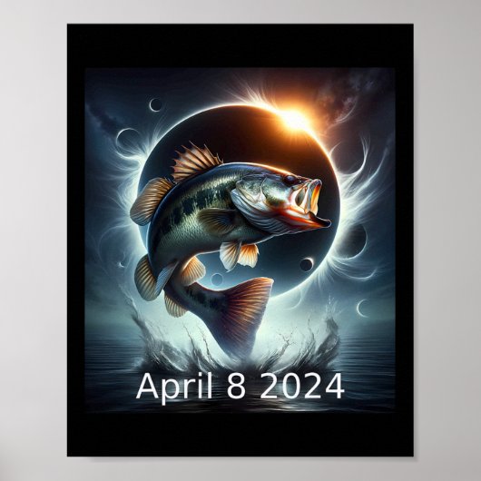 B Fisch Solar Eclipse 8. April 2024 Poster (Vorne)