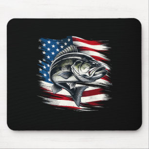 B Fisch USA-Flagge Fischer 4. Juli Angeln Mousepad