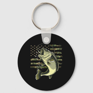 B Fische Fischen US amerikanische Flagge Camouflag Schlüsselanhänger
