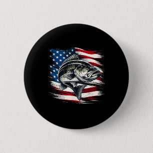 B Fische Flagge Fischer der USA 4. Juli Fischen Button
