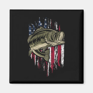 B Fischen amerikanische Flagge 4. Juli Geschenk fü Magnet