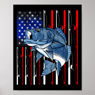 B Fischen unter amerikanischer Flagge Patriotische Poster
