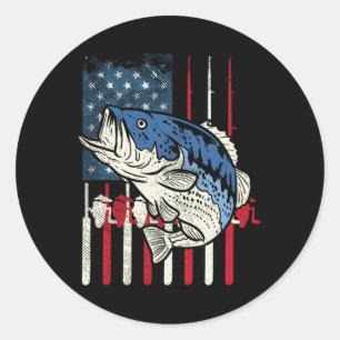 B Fischen US-amerikanische Flagge Patriotische Fis Runder Aufkleber