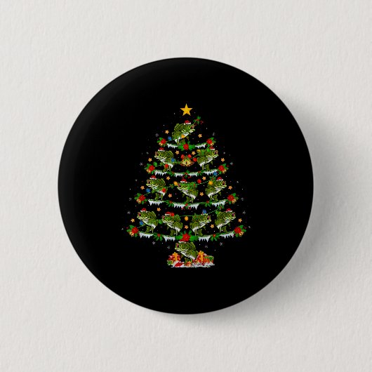 B Fish Christmas Tree Lights Funny B Fishing Xmas  Button (Vorderseite)