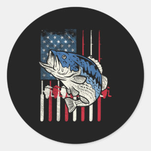 B Fish Us Amerikanische Flagge Patriotischer Angle Runder Aufkleber