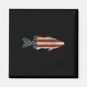 B Fishing Amerikanische Flagge Vintage Patriotisch Magnet