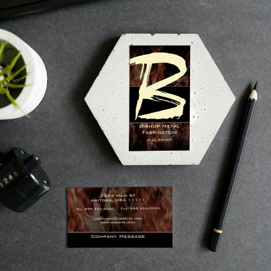 B Flame Monogram Business Card Visitenkarte