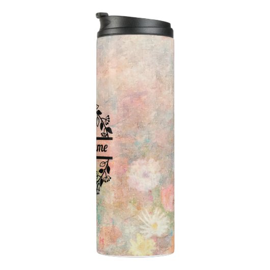 B Floral Monogram Letter Thermosbecher (Nach rechts gedreht)