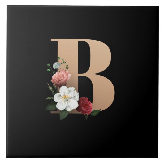 B Flower Monogram Fliese (Vorderseite)
