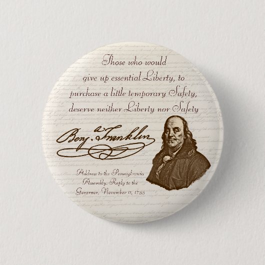 B. Franklin: Freiheit u. Sicherheit - Knopf #2 Button (Vorderseite)