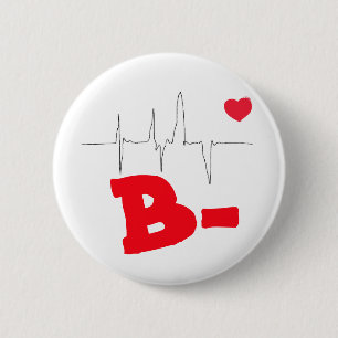 B- Funky Blutgruppe Herzfrequenz Knopf Button