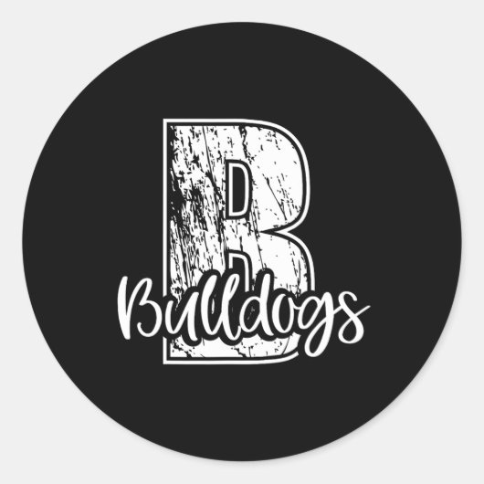 B Für Bulldogs School Sports Fan Team Spirit Runder Aufkleber (Vorderseite)