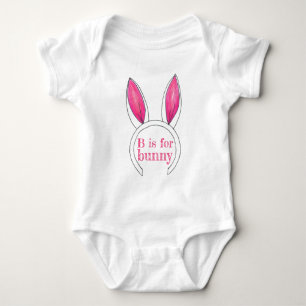 B für Bunny Pink White Rabbit Oars Oaster Niedlich Baby Strampler