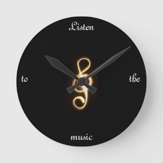 b & g Treble clef "listen to the music" clock Runde Wanduhr