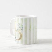 B Gold Erstplatzierung auf blau-weißen Streifen Kaffeetasse (Vorderseite Links)