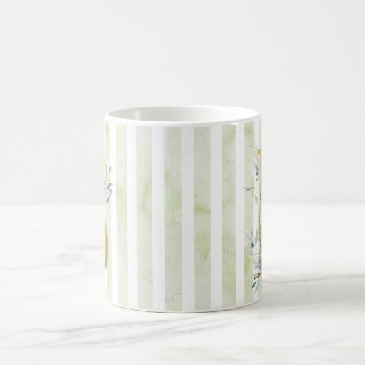 B Gold Erstplatzierung auf blau-weißen Streifen Kaffeetasse (Mittel)