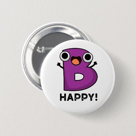 B Happy Funny Alphabet Pub Button (Vorne & Hinten)