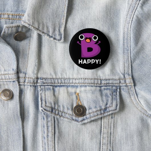 B Happy Funny Alphabet Pun Dark BG Button (Beispiel)