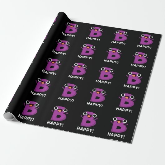 B Happy Funny Alphabet Pun Dark BG Geschenkpapier (Ungerollt)
