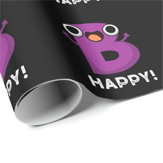 B Happy Funny Alphabet Pun Dark BG Geschenkpapier (Rolleneckpunkt)
