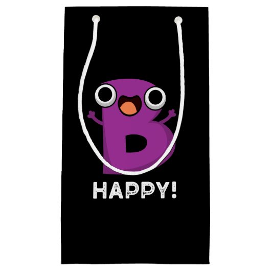 B Happy Funny Alphabet Pun Dark BG Kleine Geschenktüte (Vorderseite)