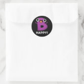 B Happy Funny Alphabet Pun Dark BG Runder Aufkleber (Tasche)