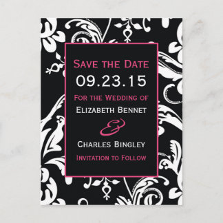 B&HP Contemporary Damask Save the Date Ankündigungspostkarte