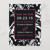 B&HP Contemporary Damask Save the Date Ankündigungspostkarte (Vorderseite)