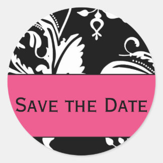 B&HP Contemporary Damask Save the Date Aufkleber