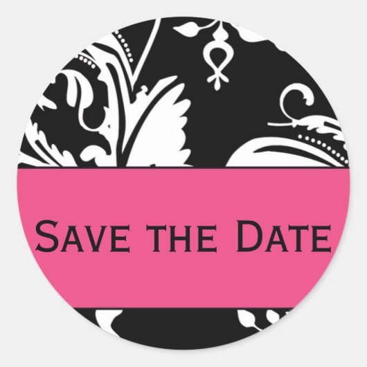 B&HP Contemporary Damask Save the Date Aufkleber (Vorderseite)