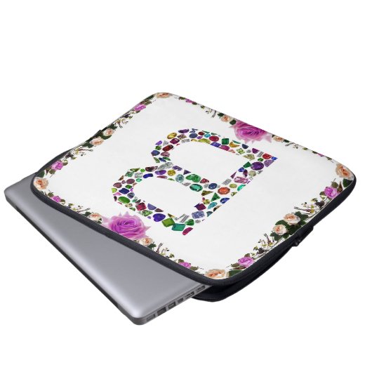 B Initial Gemstone Laptopschutzhülle (Vorne Knopf)